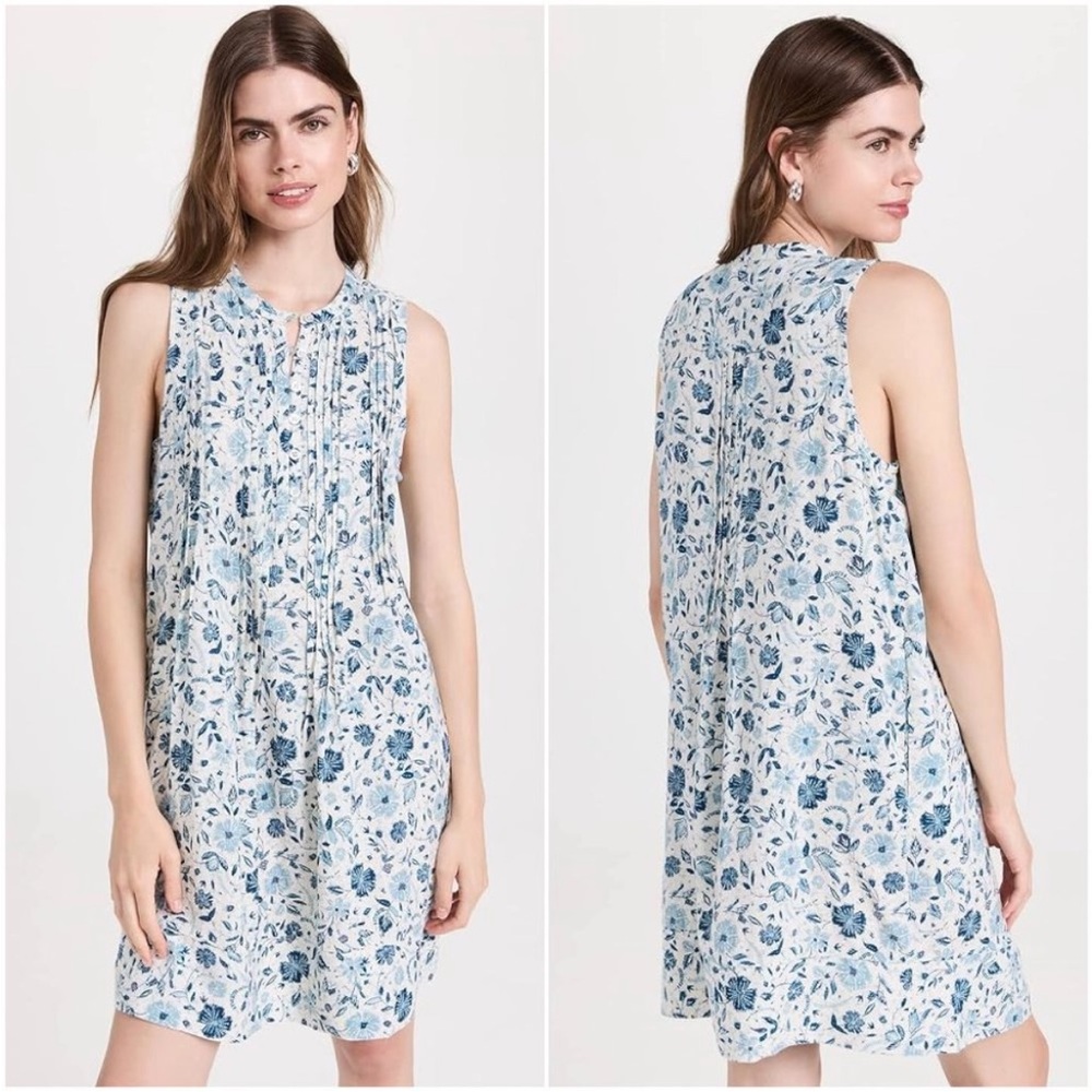 Faherty Floral Print Linen Isha Dress Small